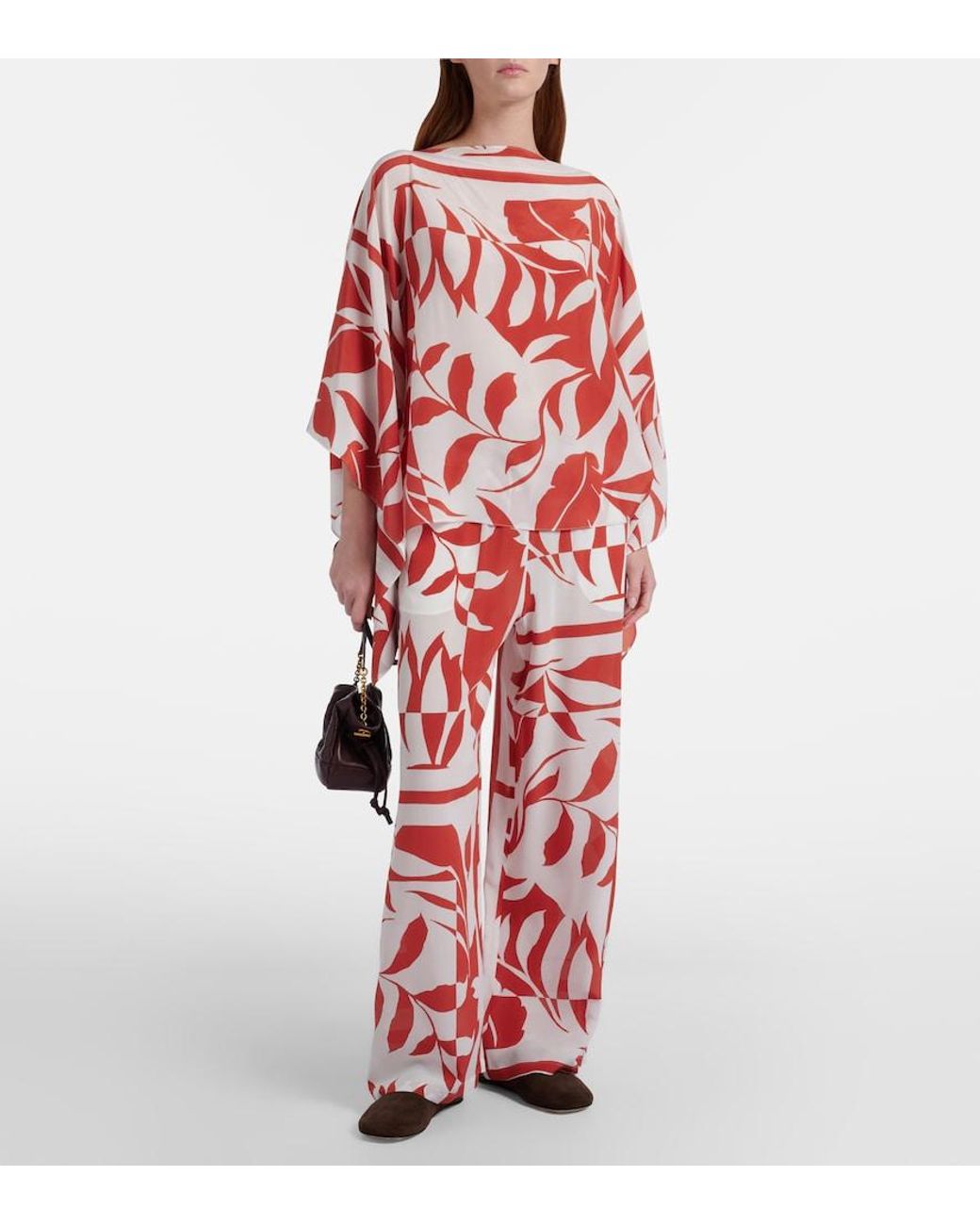 Max Mara Red Tambuto Printed Silk Blouse