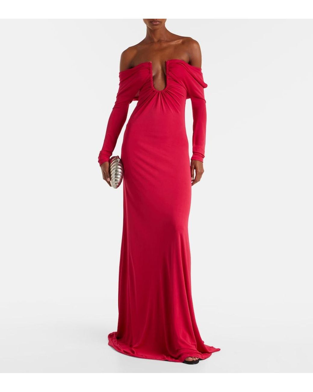 Christopher Esber Arced Palm Cutout Gathered Gown
