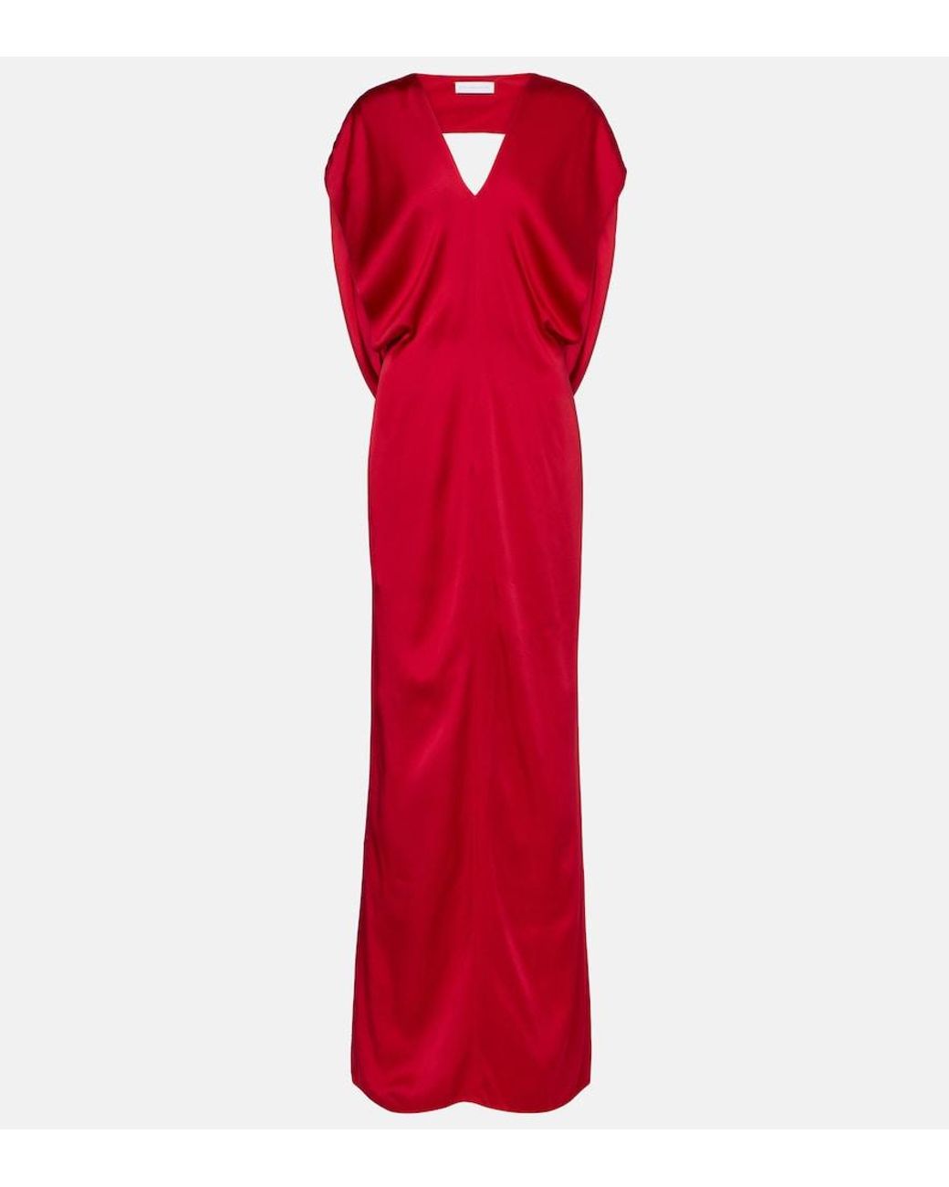 Stella McCartney Red Satin V-Neck Gown