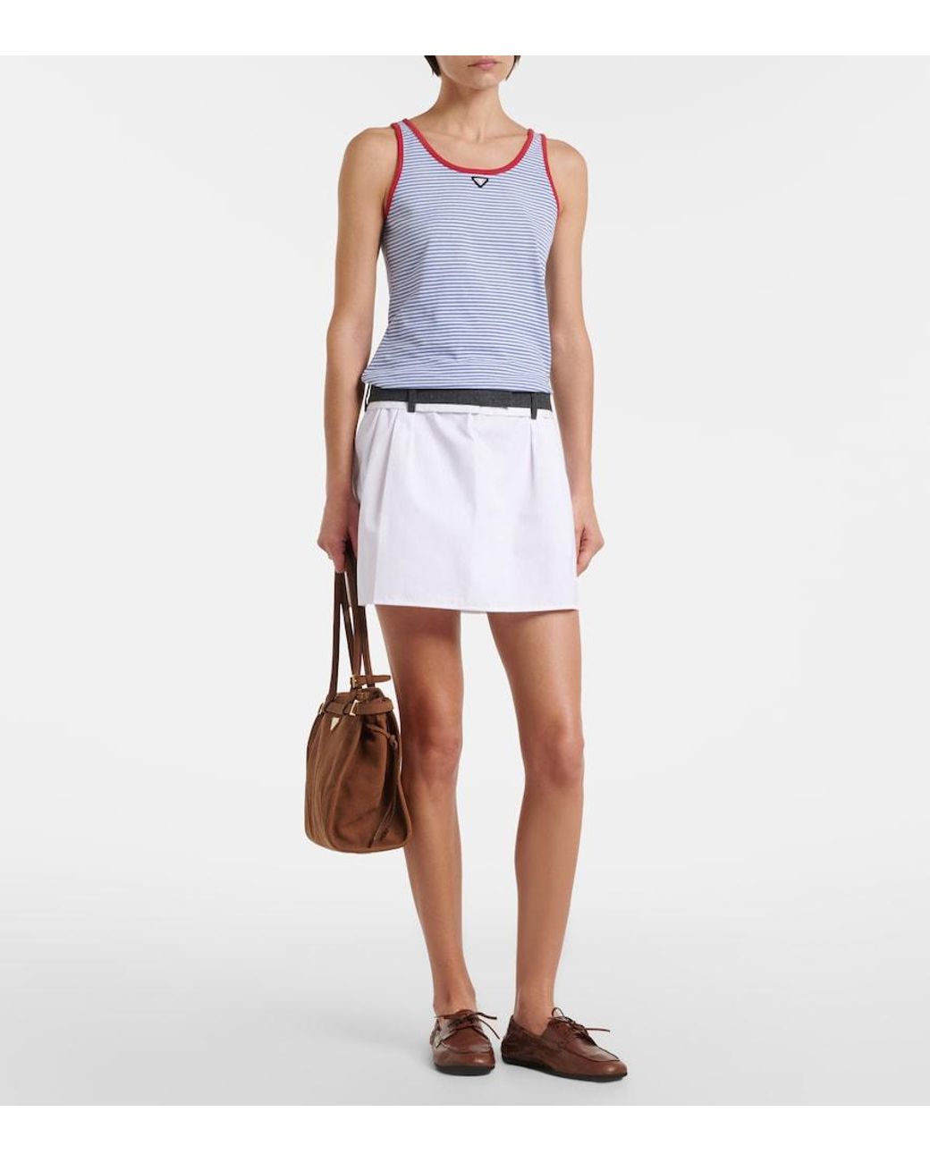 Prada Blue Striped Cotton Jersey Tank Top