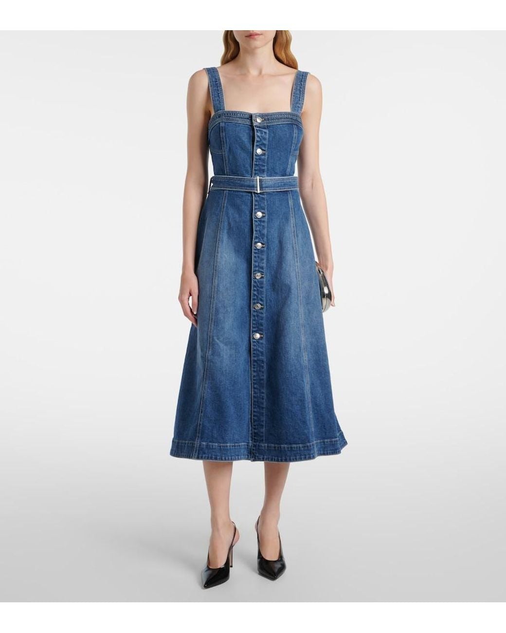 Jonathan Simkhai Blue Alba Belted Denim Midi Dress