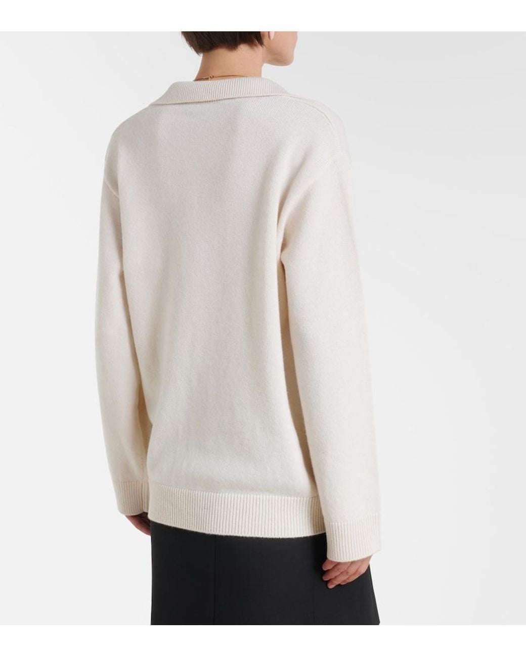 Valentino White Cashmere Polo Sweater