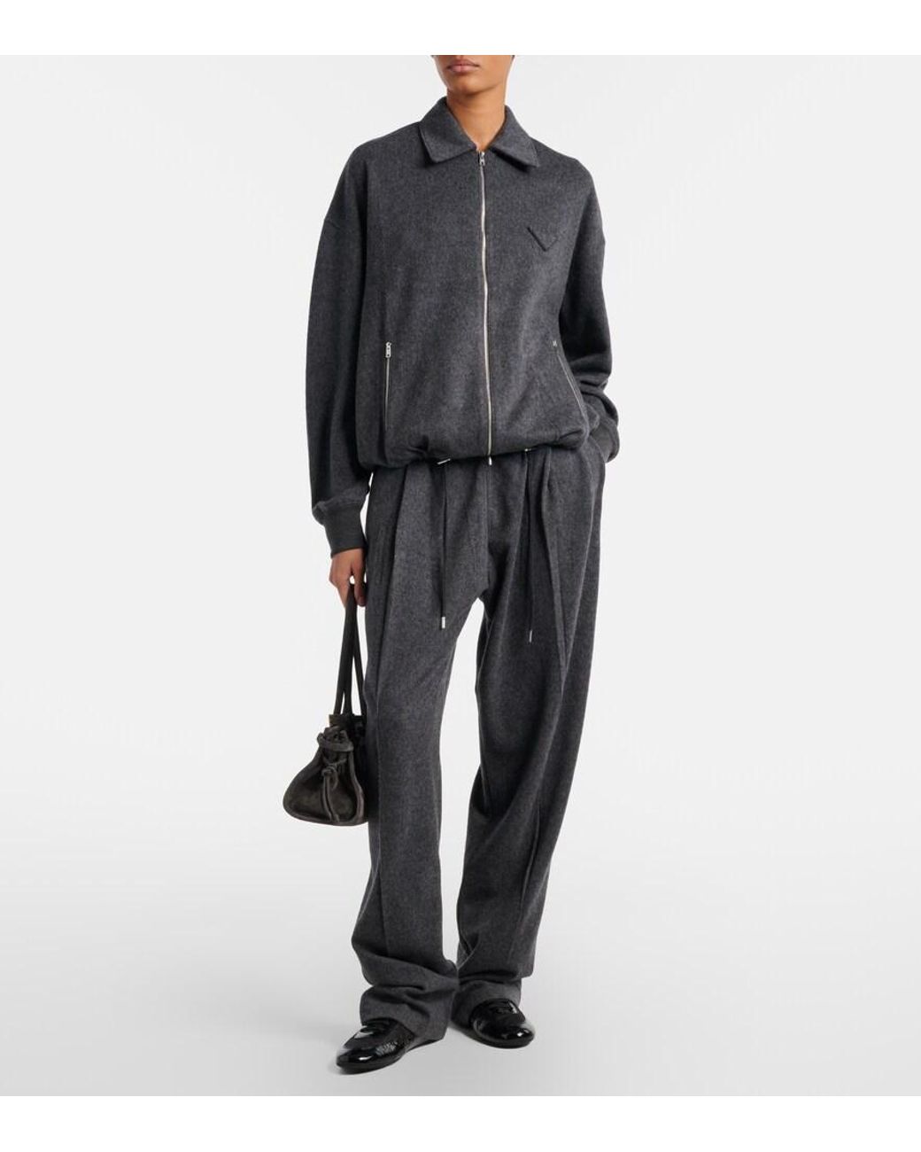 Prada Blue Wool And Cashmere Tapered Pants