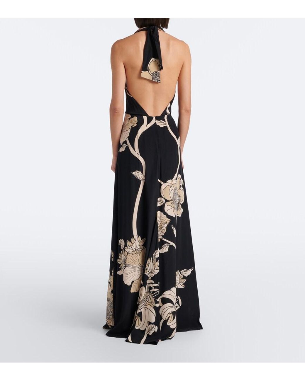 Johanna Ortiz Black New Destiny Floral Silk Maxi Dress
