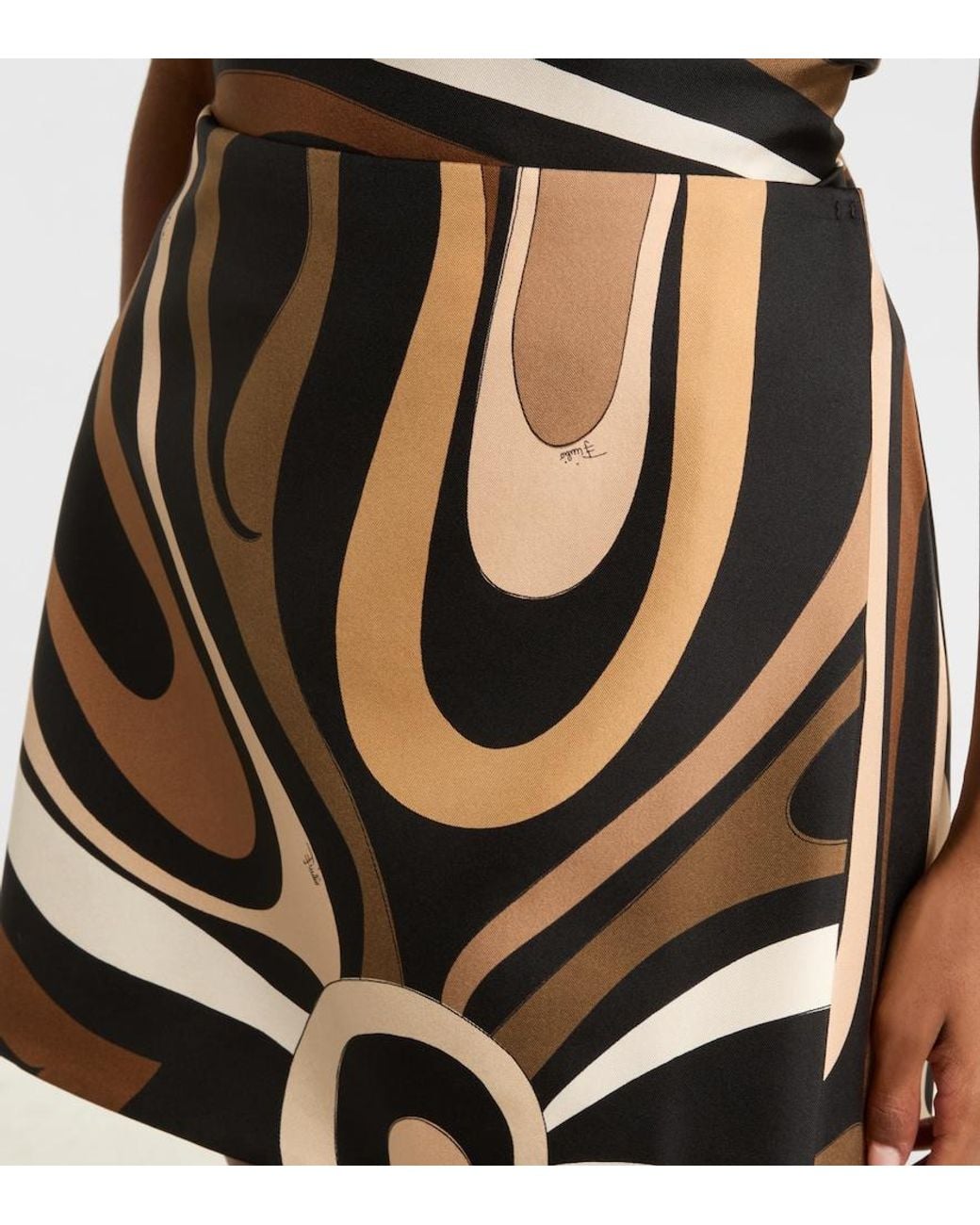 Emilio Pucci Black Marmo Silk Satin Miniskirt