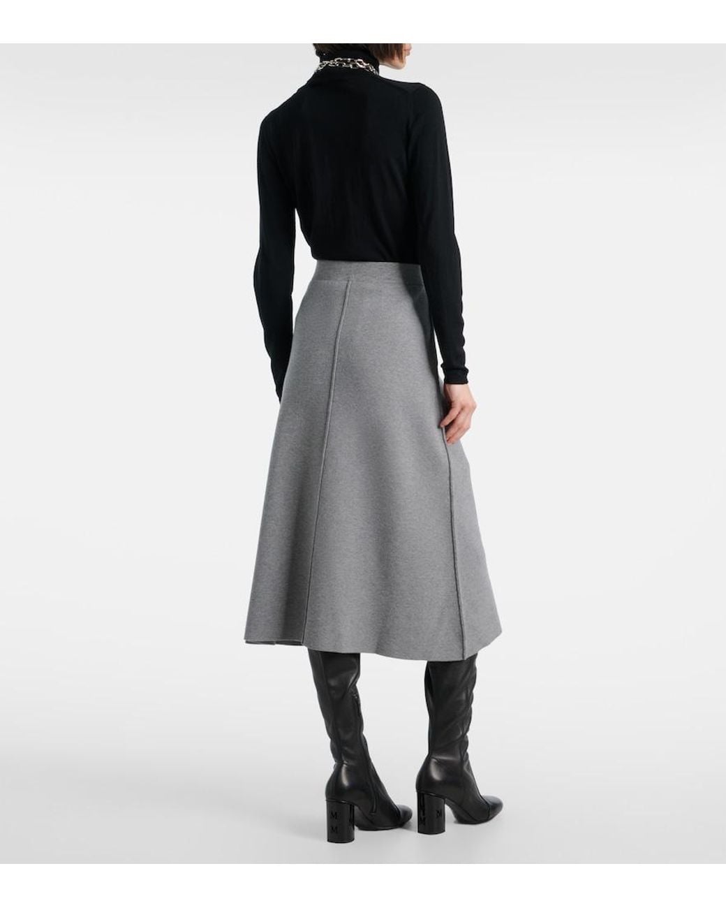 Max Mara Gray Vortice Midi Skirt