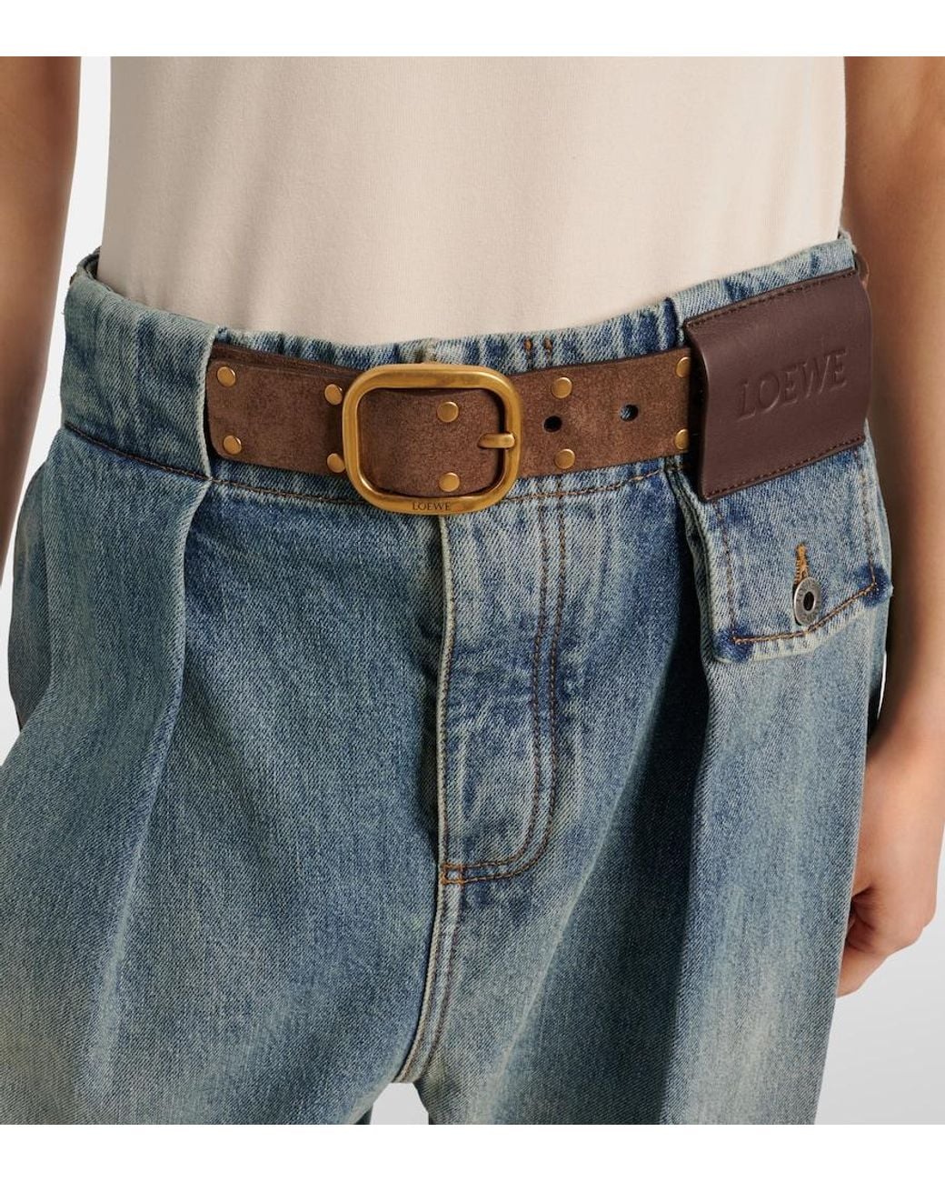 Loewe Brown Studded Suede Belt