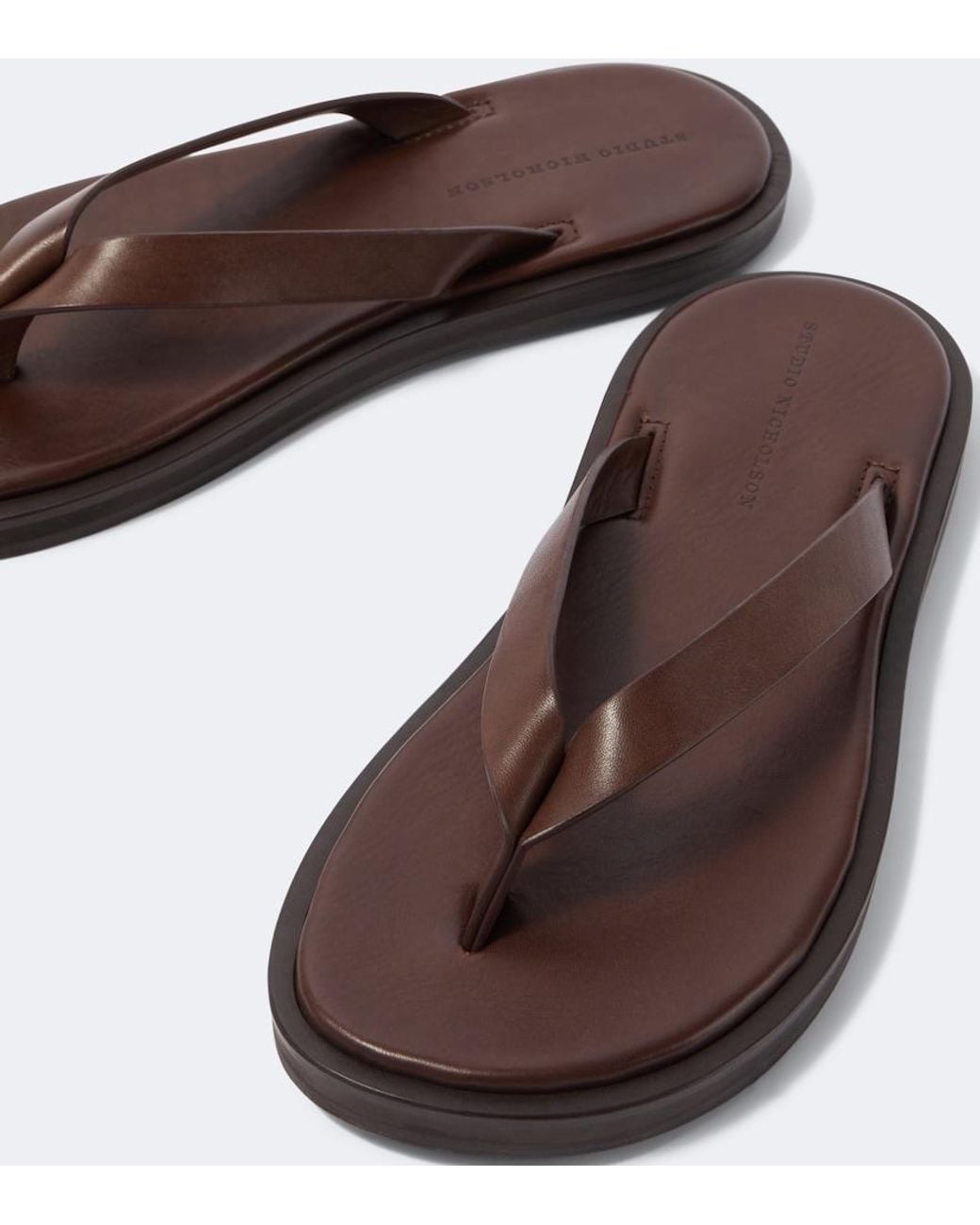 Studio Nicholson Brown Leather Thong Sandals for men