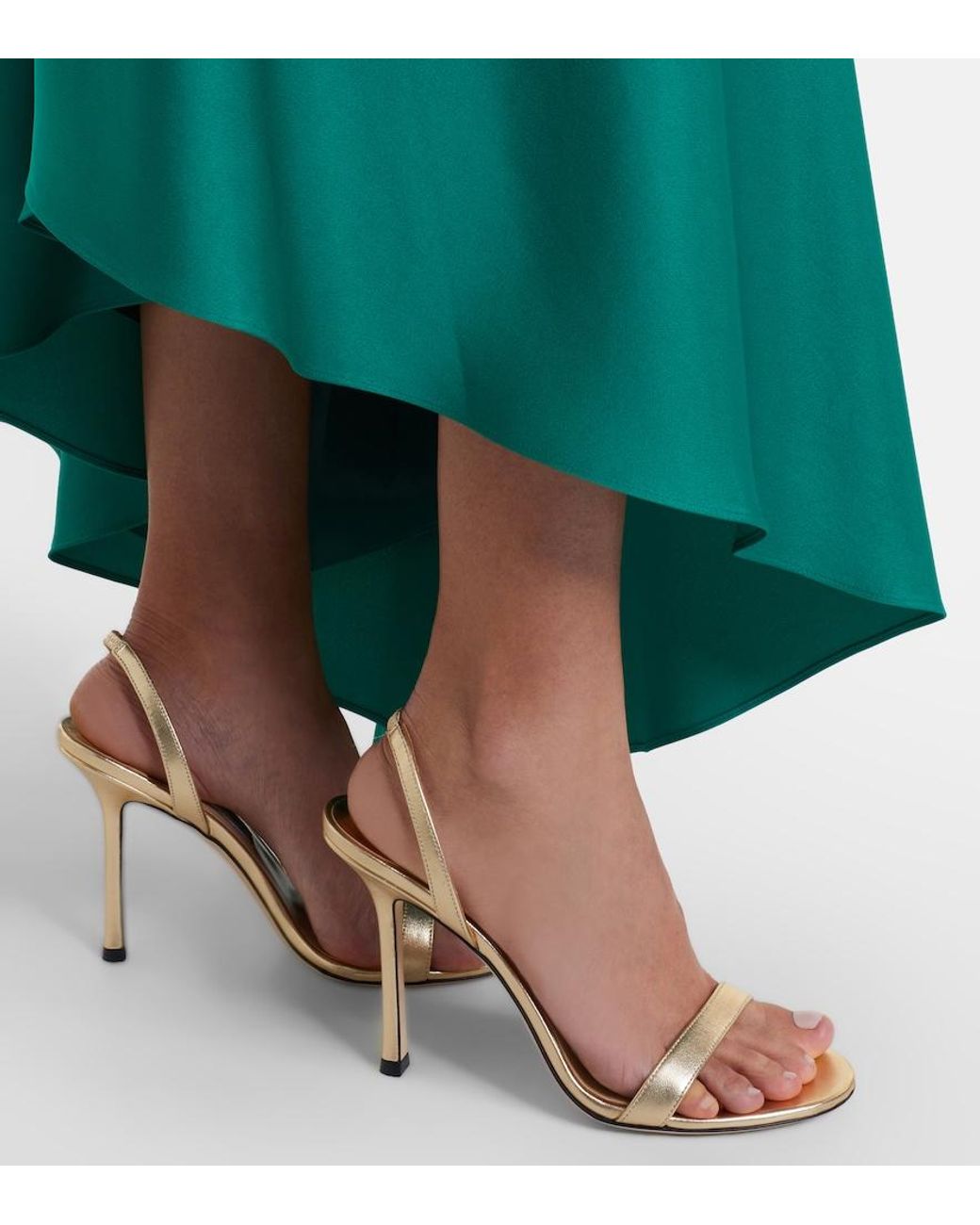 Jimmy Choo Natural Jenn Metallic Leather Slingback Sandals