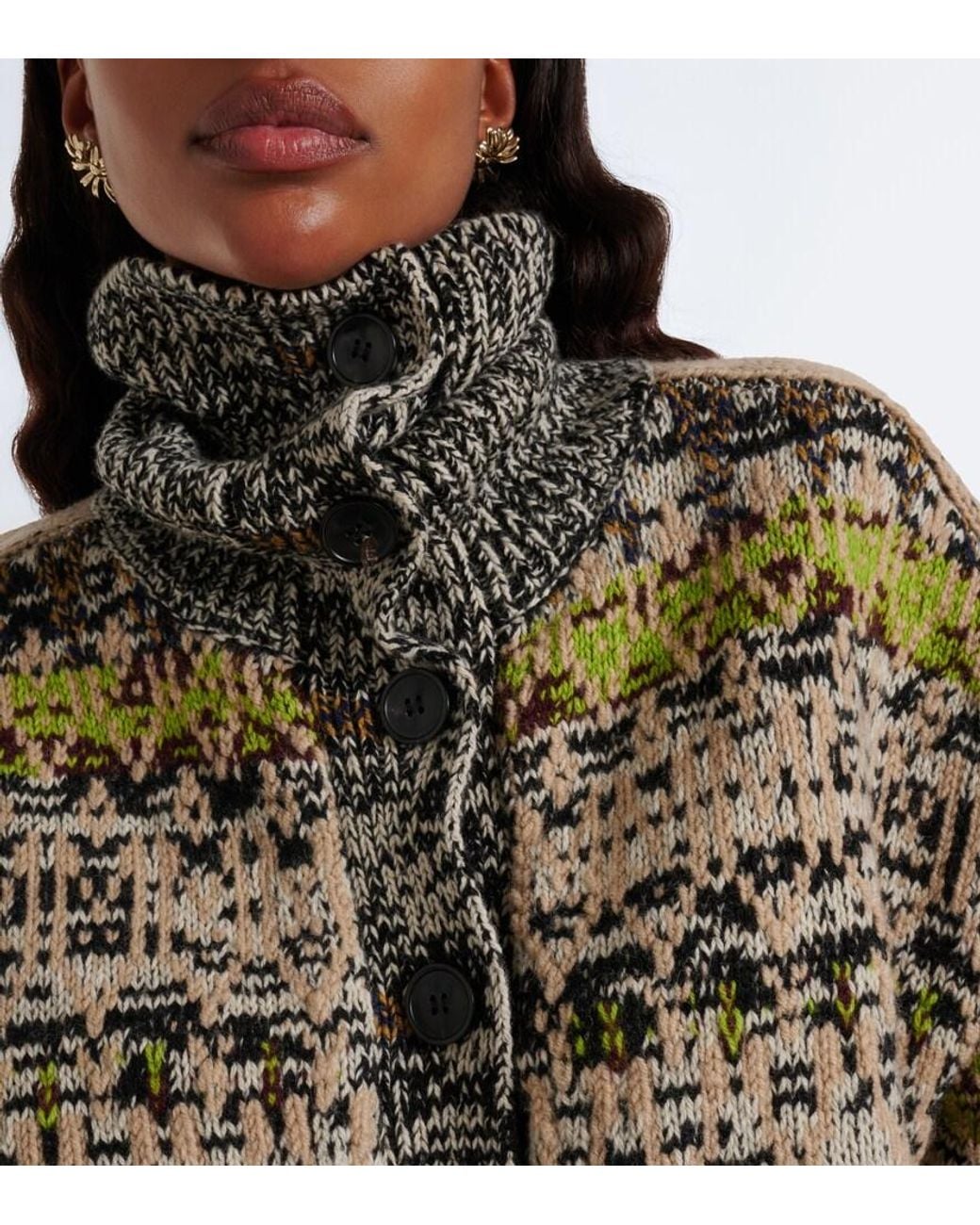 Dries Van Noten Metallic Oversized Wool And Cashmere Jacquard Cardigan