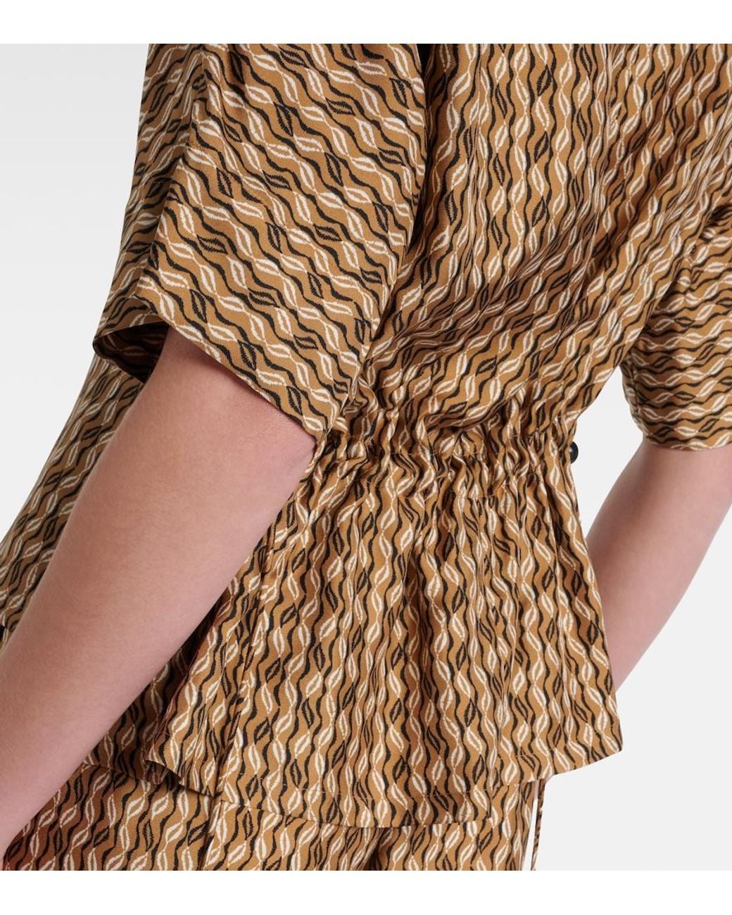 Max Mara Brown Nordica Printed Silk Blouse