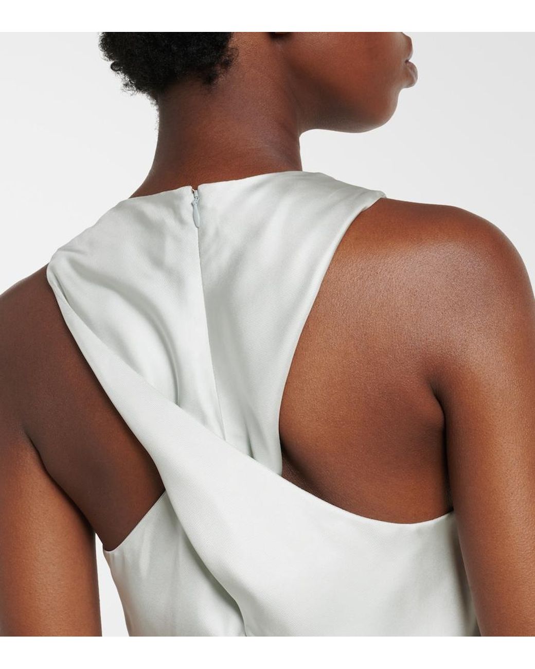 Loulou de Saison White Paloma Silk Satin Maxi Dress