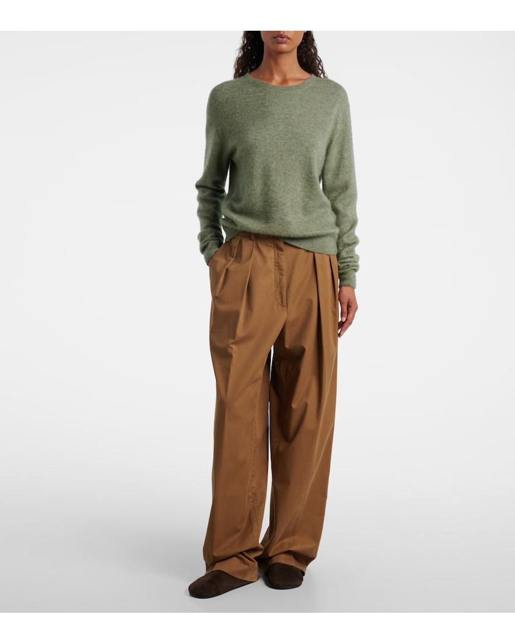 The Row Green Lorynna Cashmere Silk Sweater