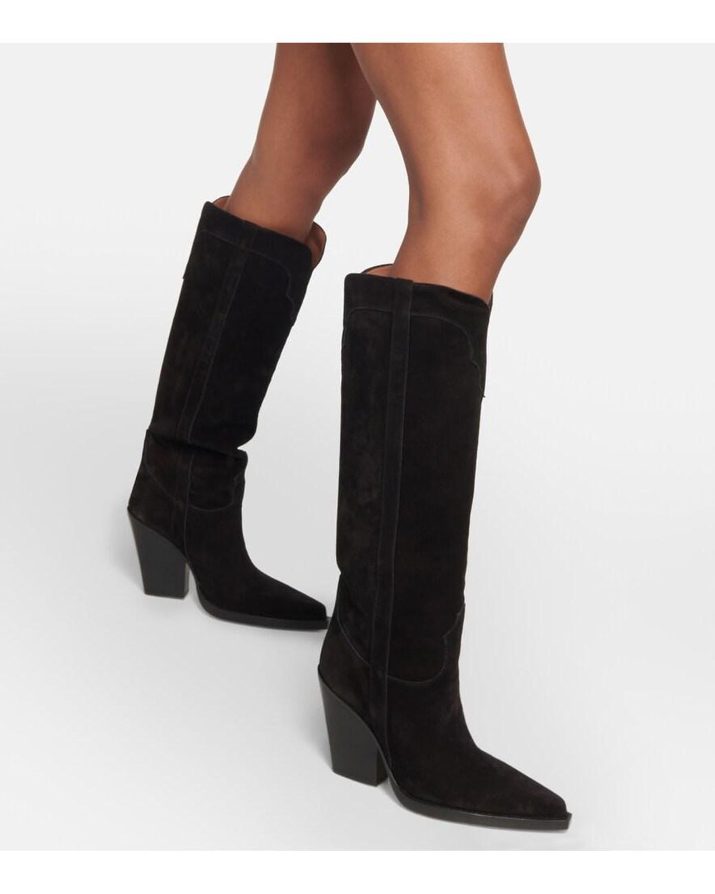 Paris Texas Black El Dorado Suede Cowboy Boots