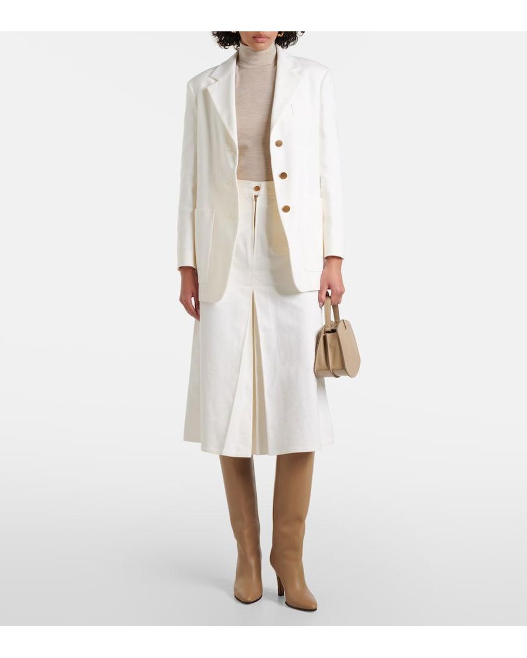 Max Mara Natural Cecina Virgin Wool Turtleneck Sweater