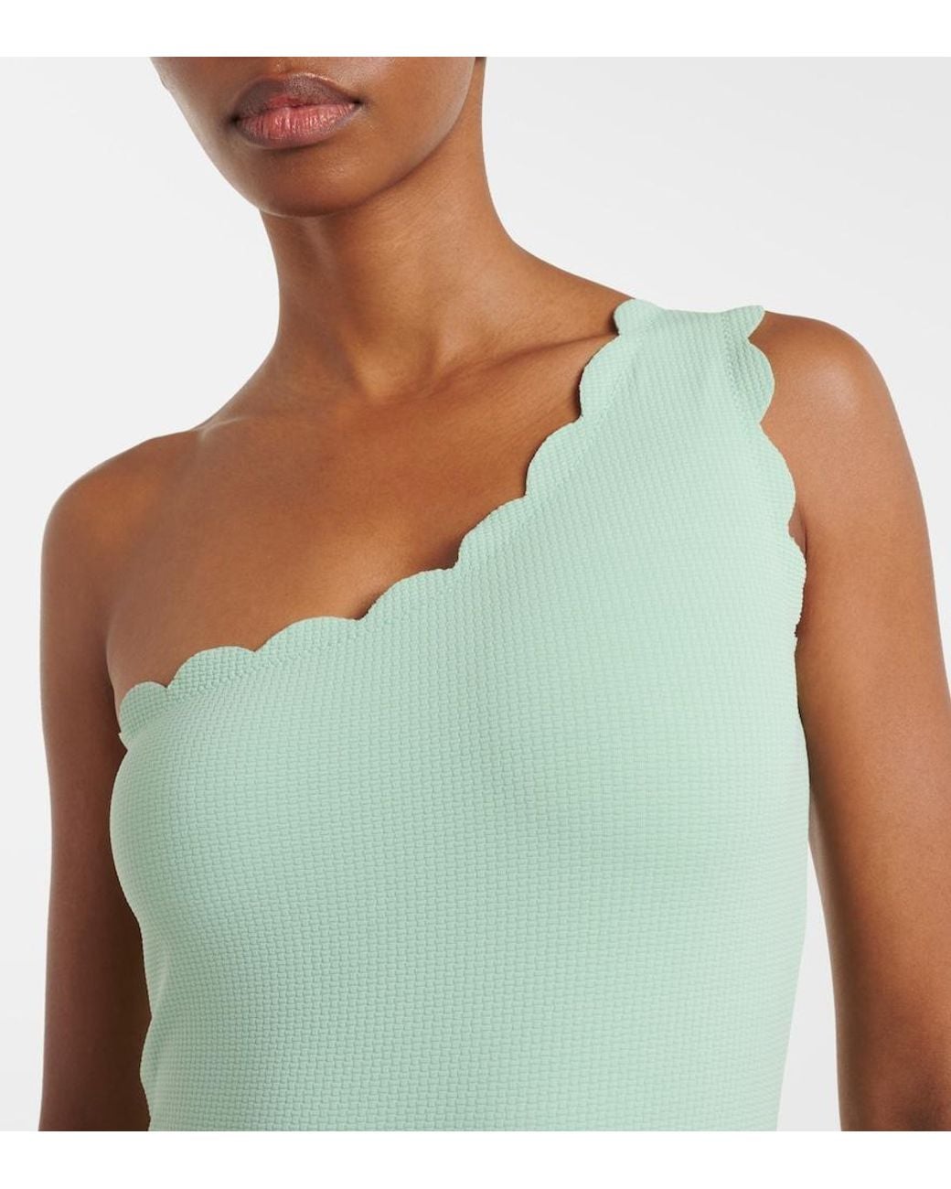 Marysia Swim Green Santa Barbara One-Shoulder Swimsuit