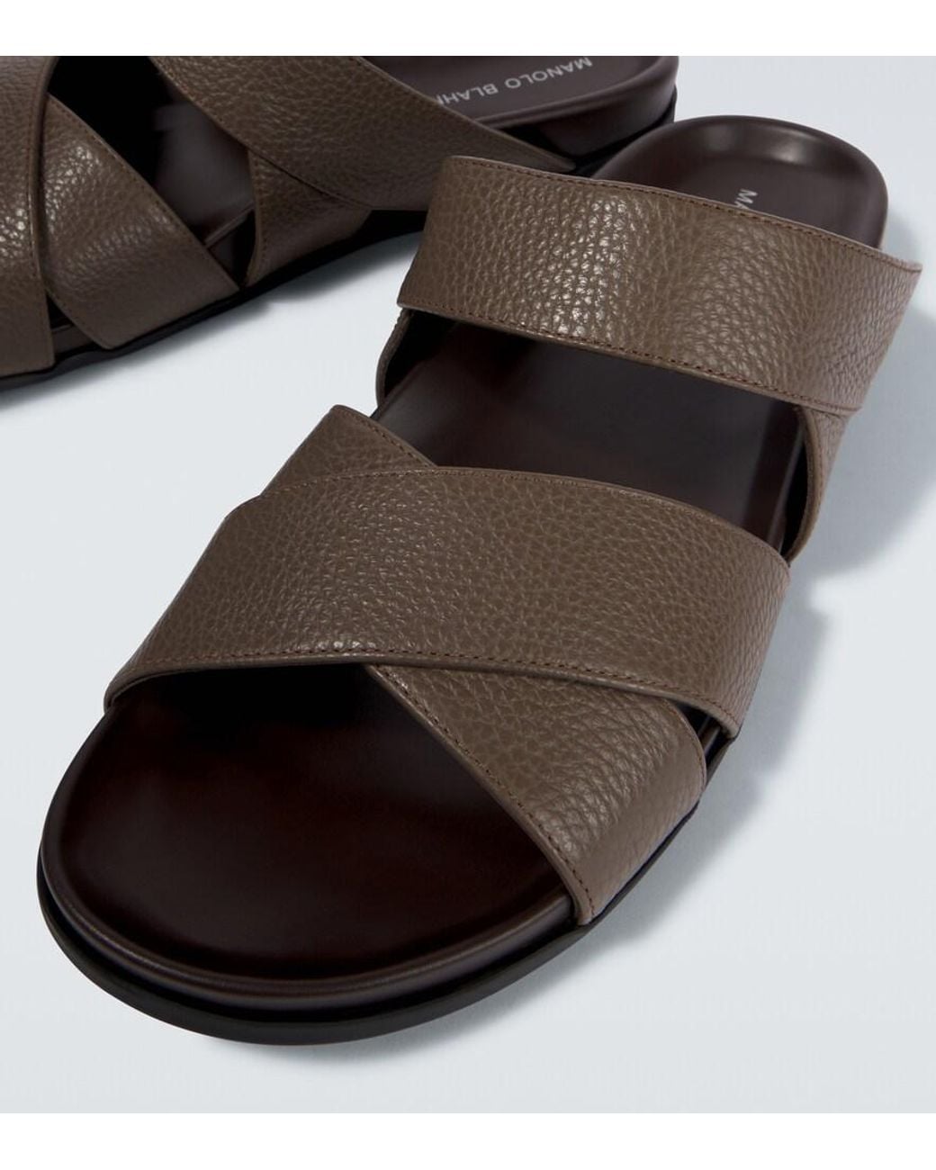 Manolo Blahnik Brown Inezmu Leather Sandals for men