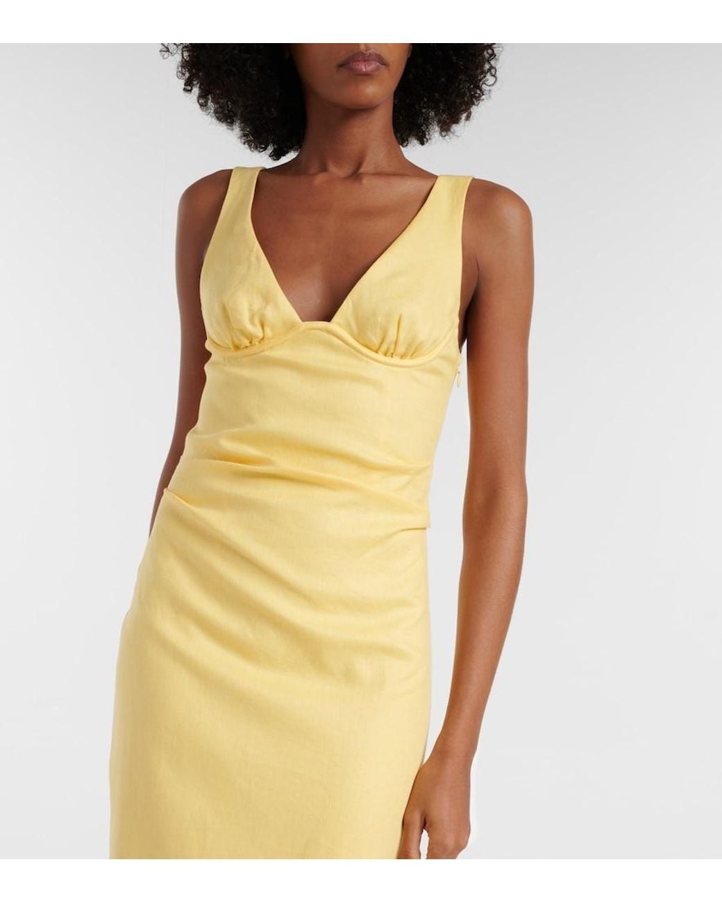 Sir Yellow Linen Midi Dress