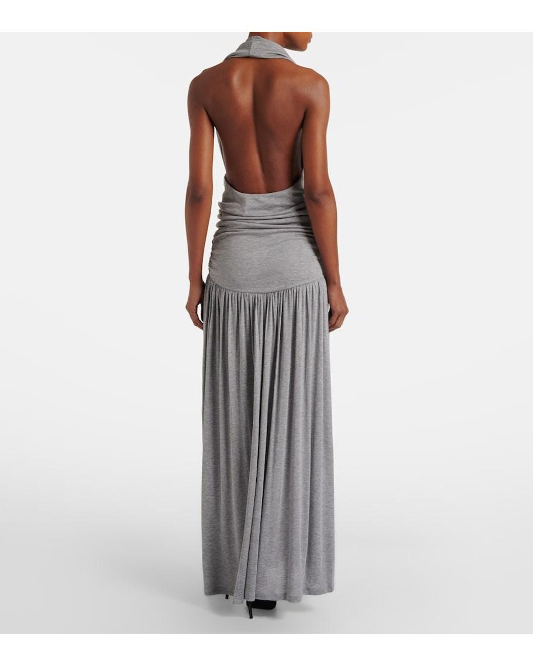 AYA MUSE Gray Viona Draped Maxi Skirt