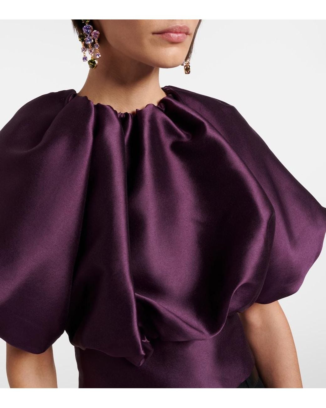 Self-Portrait Purple Taffeta Top