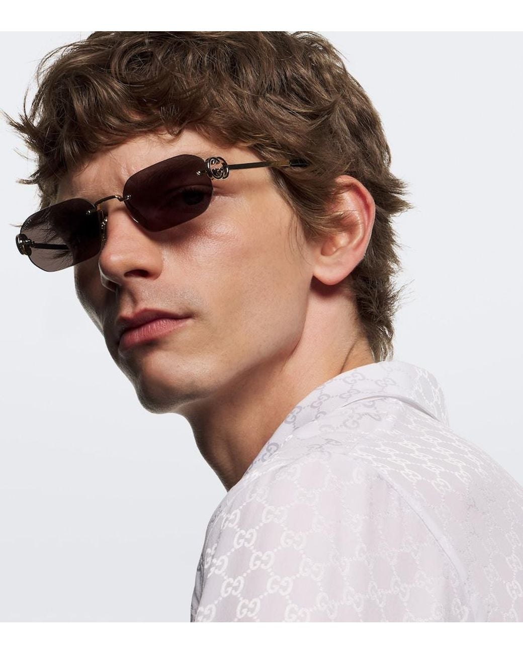 Gucci Brown Rectangular Sunglasses for men