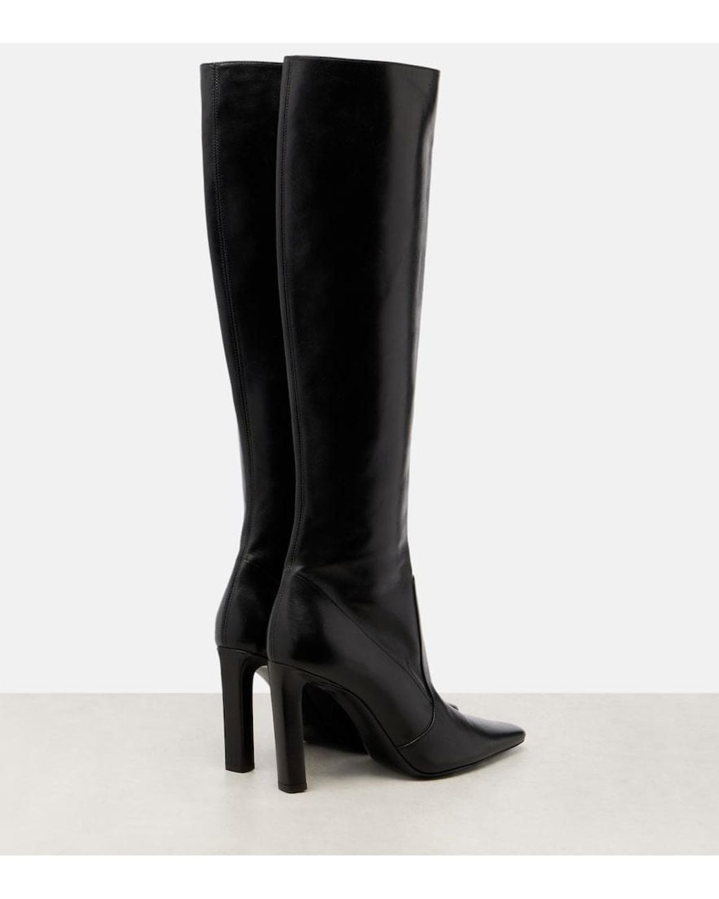 Saint Laurent Black Francoise 95 Leather Knee-High Boots