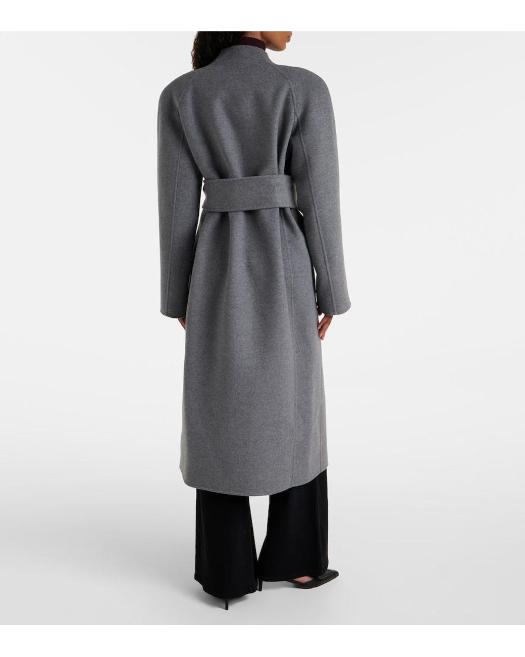 Khaite Gray Deena Wool Wrap Coat