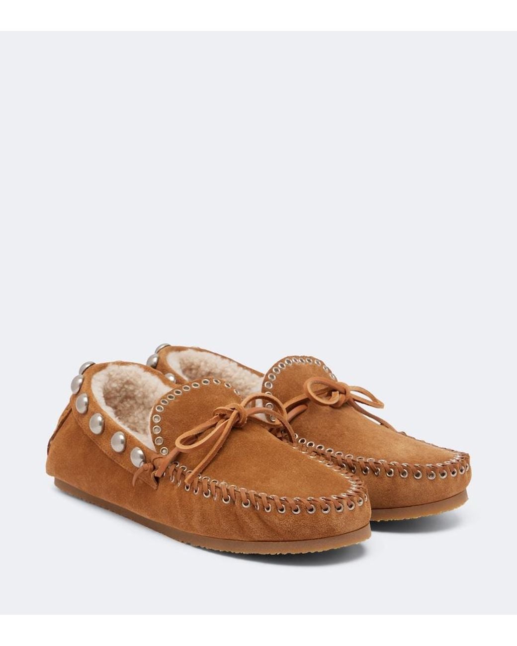 Isabel Marant Brown Fitza Shearling-Lined Suede Loafers