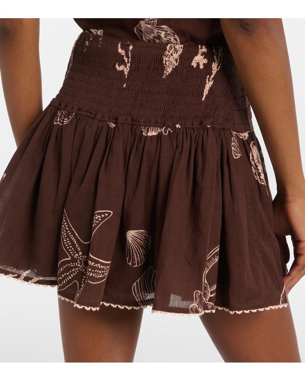 Poupette Brown Colleen Pleated Cotton Miniskirt