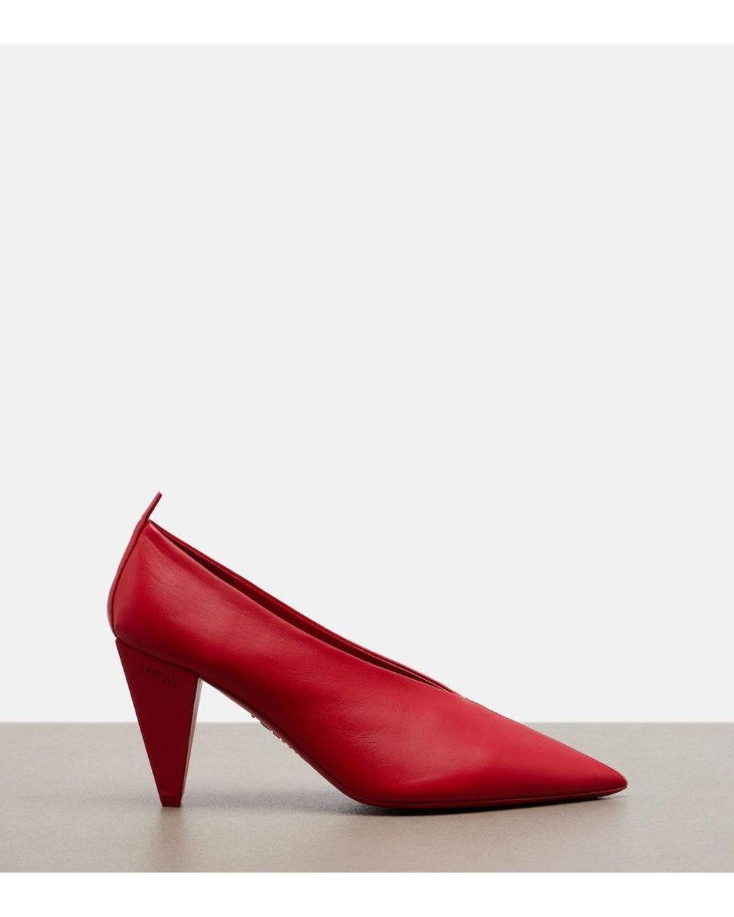 Loewe Red Origami Cubic Leather Pumps