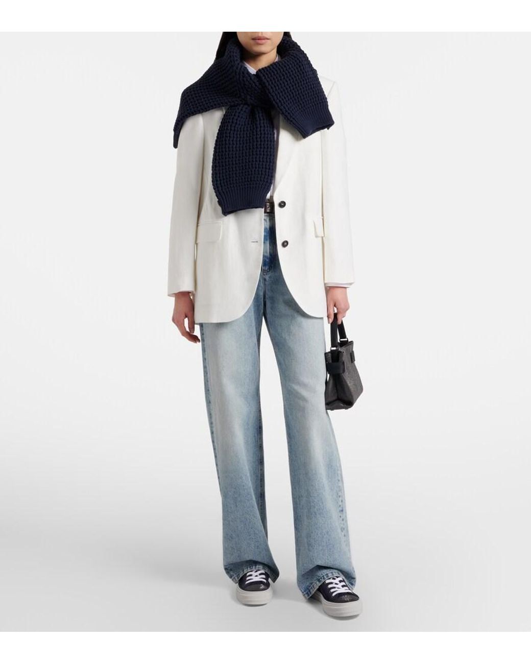 Brunello Cucinelli Blue Monili Suede-Trimmed Sneakers