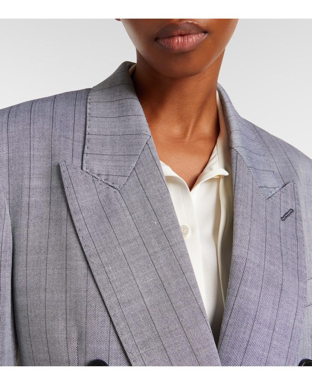 Stella McCartney Gray Double-Breasted Wool Blazer