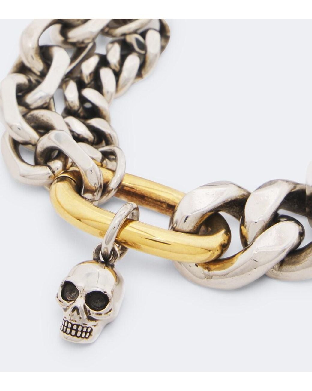 McQueen Metallic Skull Chain Bracelet