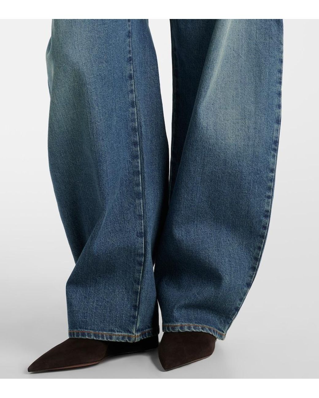 Alaïa Blue High-Rise Barrel-Leg Jeans