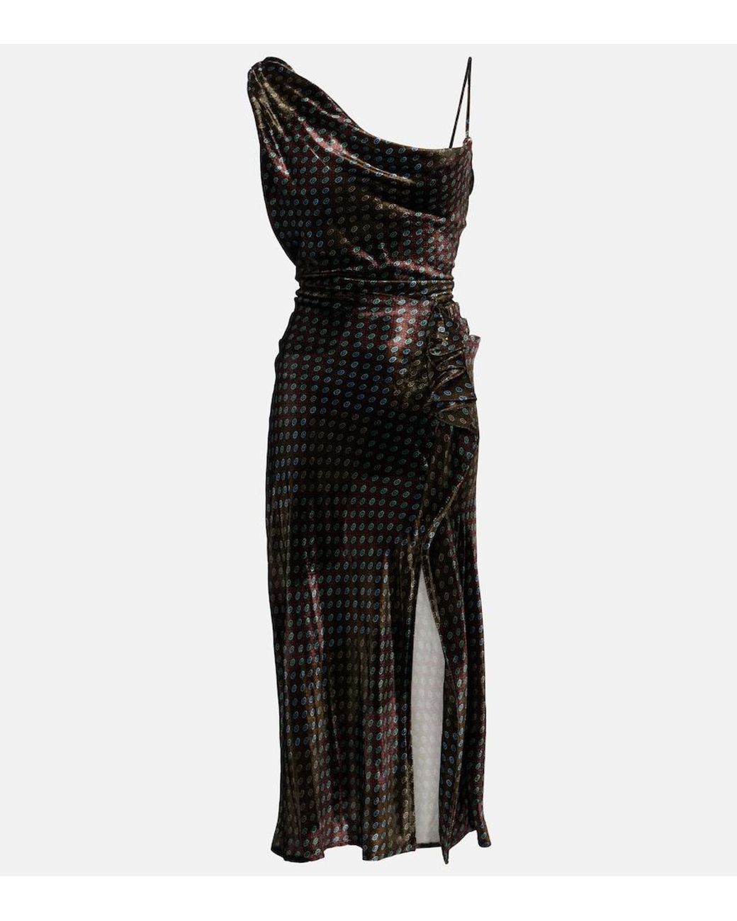 Dries Van Noten Black Asymmetric Printed Gown