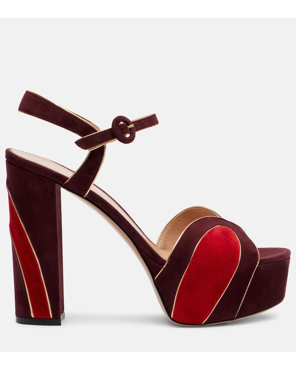 Gianvito Rossi Red 125 Suede Platform Sandals