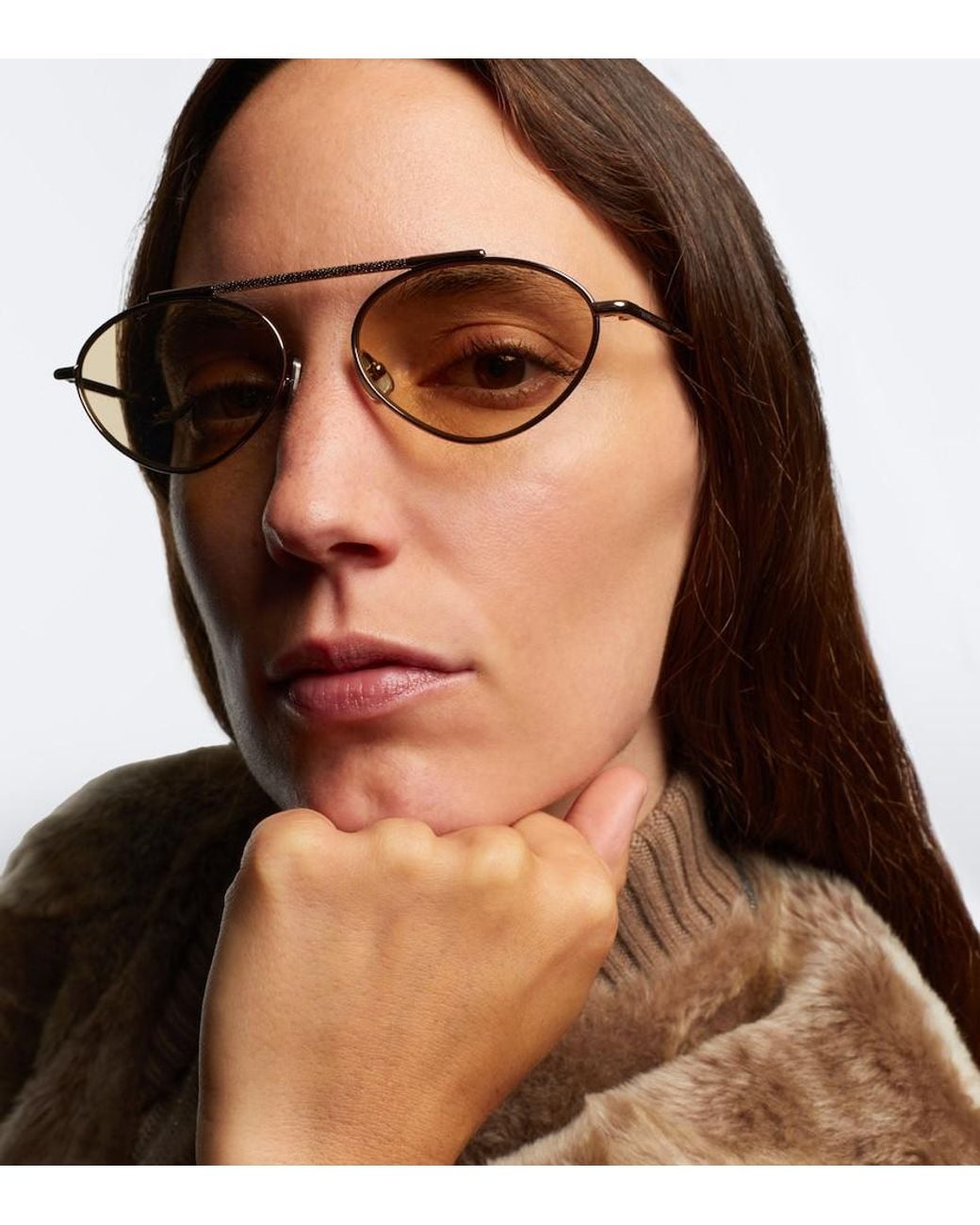 Brunello Cucinelli Natural Sartorial Sunset Oval Sunglasses
