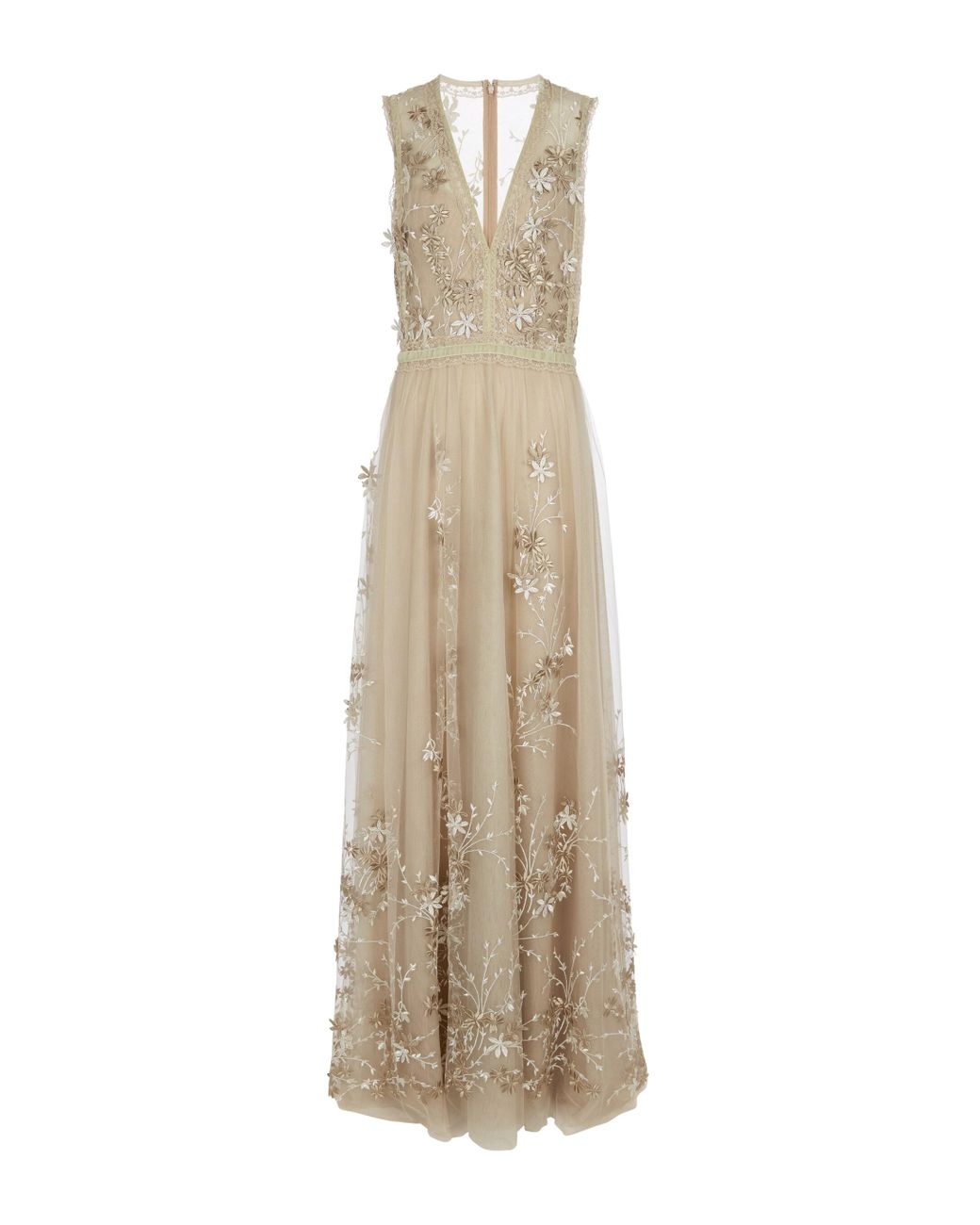 Costarellos Eva Floral Tulle Gown in Beige (Natural) | Lyst