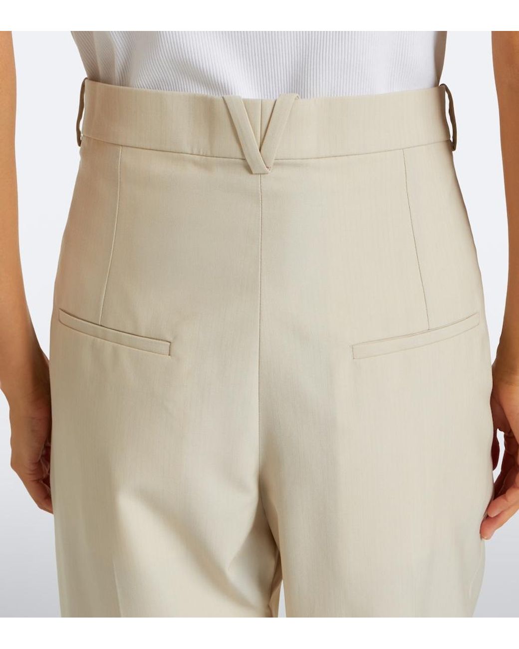 Bottega Veneta Natural Wool And Cotton Wide-Leg Pants