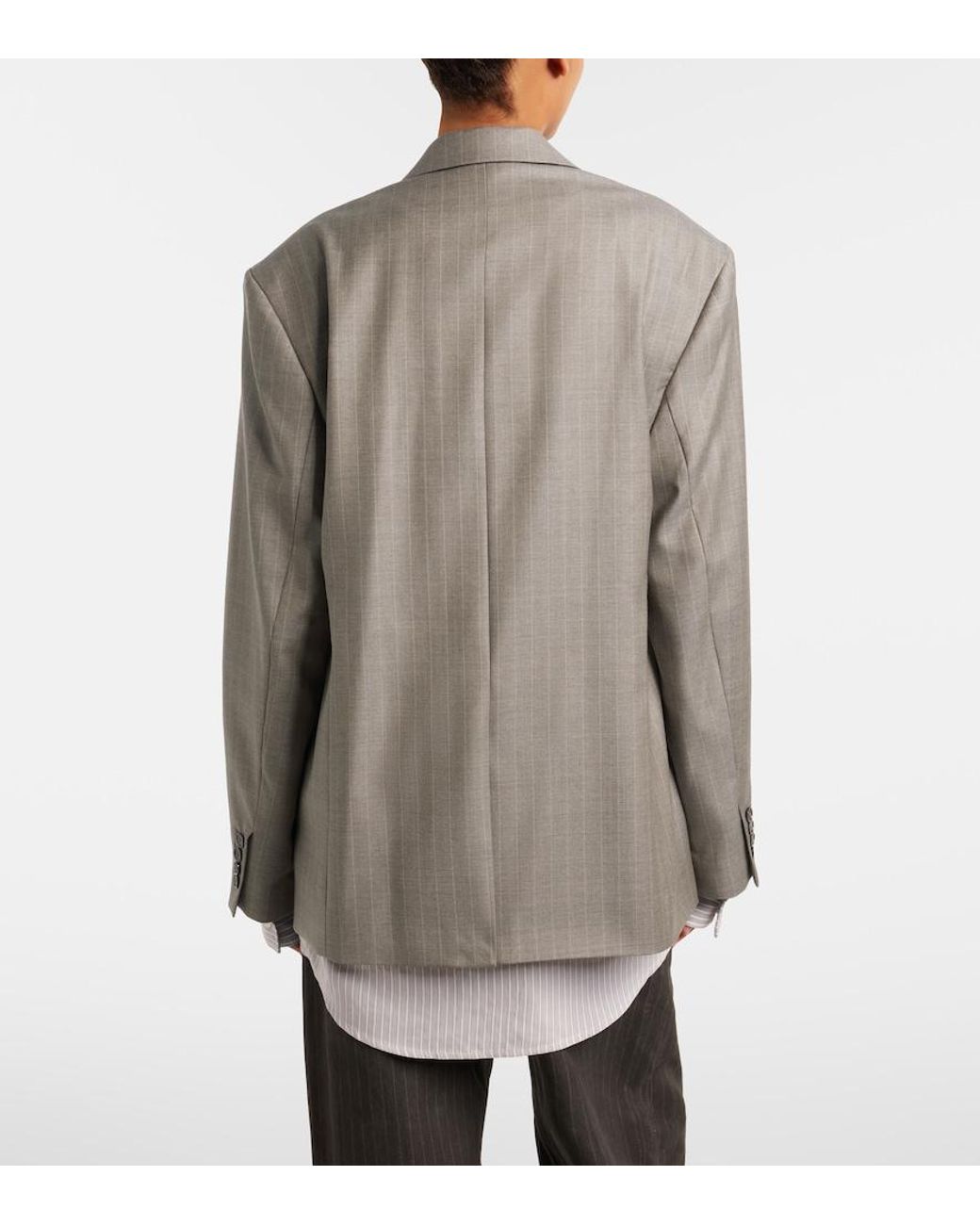 Acne Gray Striped Wool Jacket