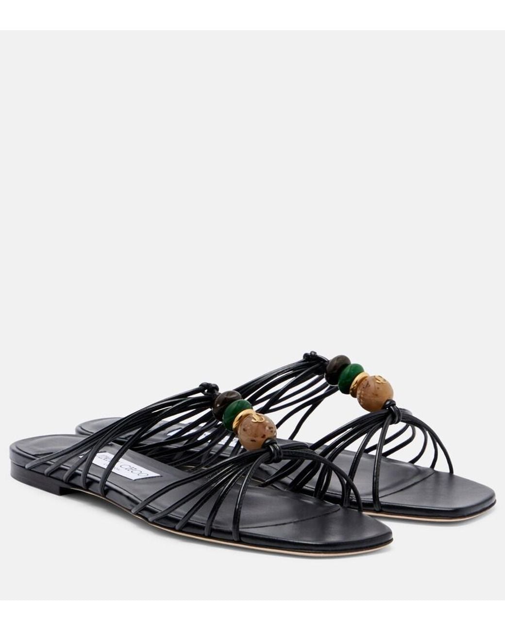 Jimmy Choo Black Lova Embellished Leather Sandals
