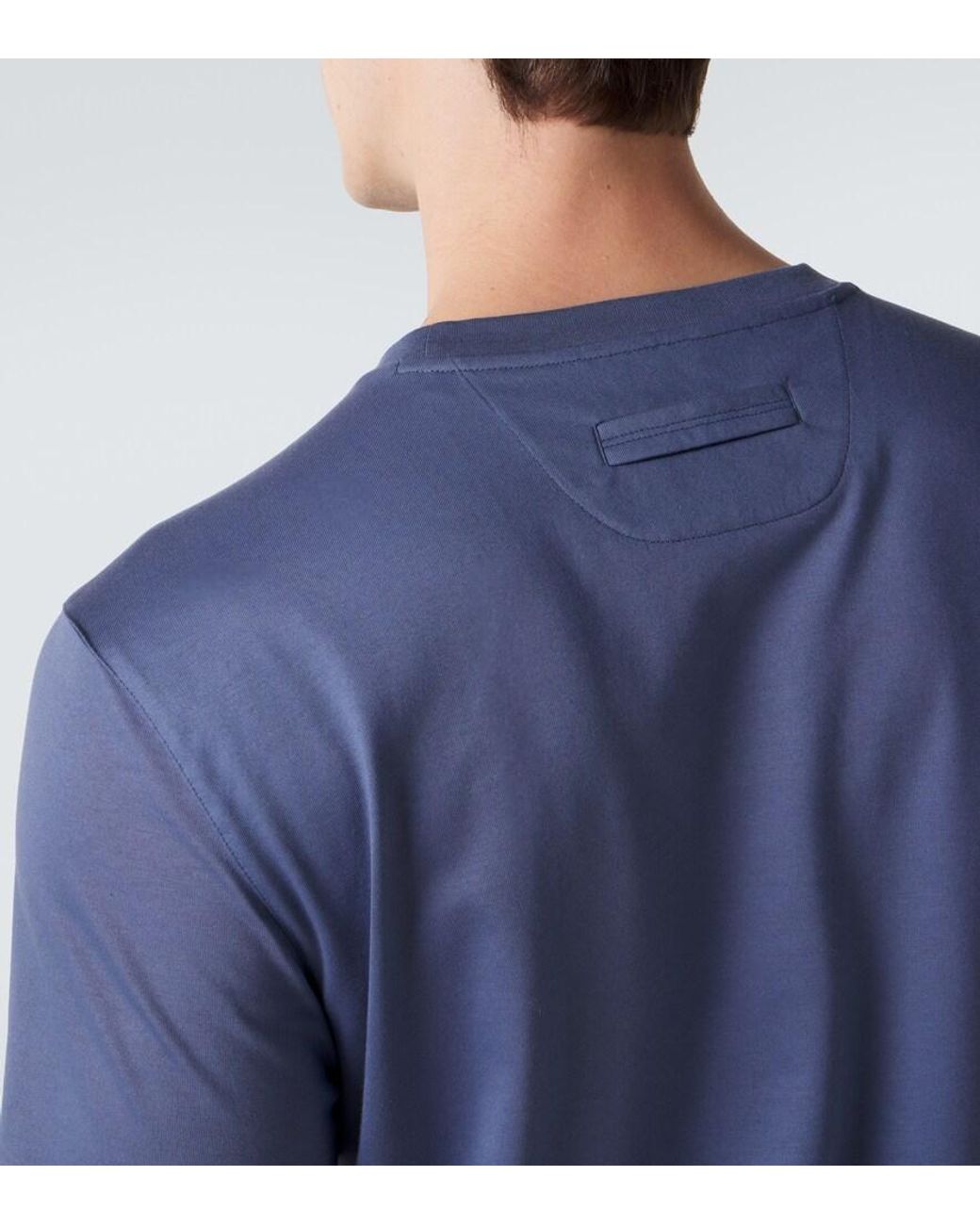 Zegna Blue Cotton Jersey T-Shirt for men