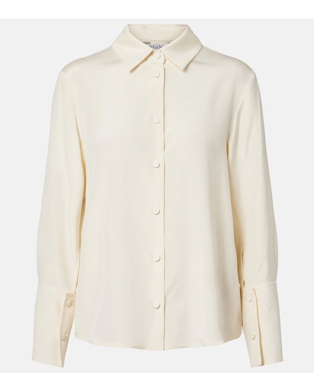 Max Mara White Voliera Silk-Blend Cady Shirt