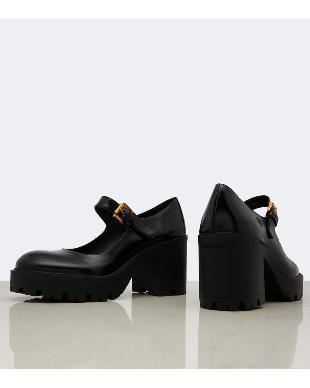 Prada Black Patent Leather Mary Jane Pumps