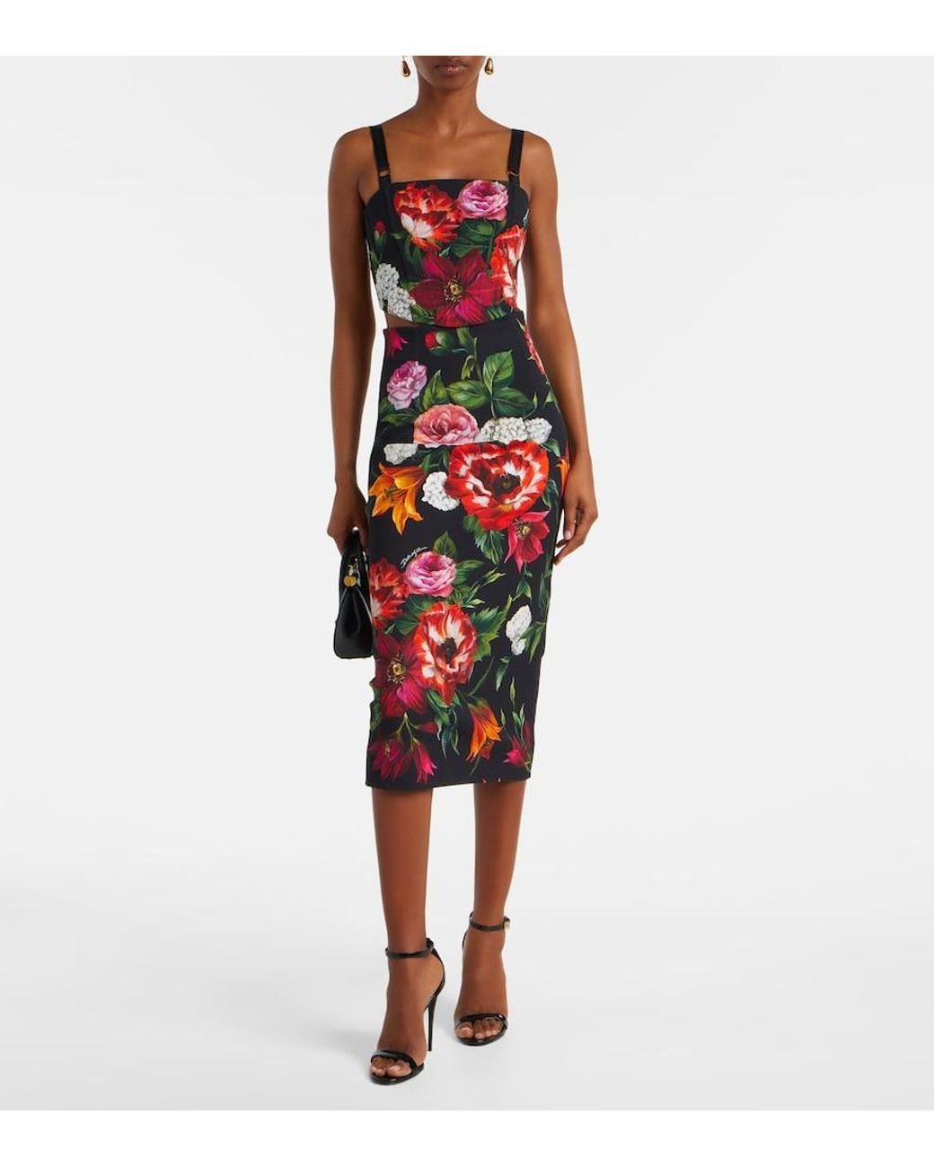 Dolce & Gabbana Red Floral Bustier Top