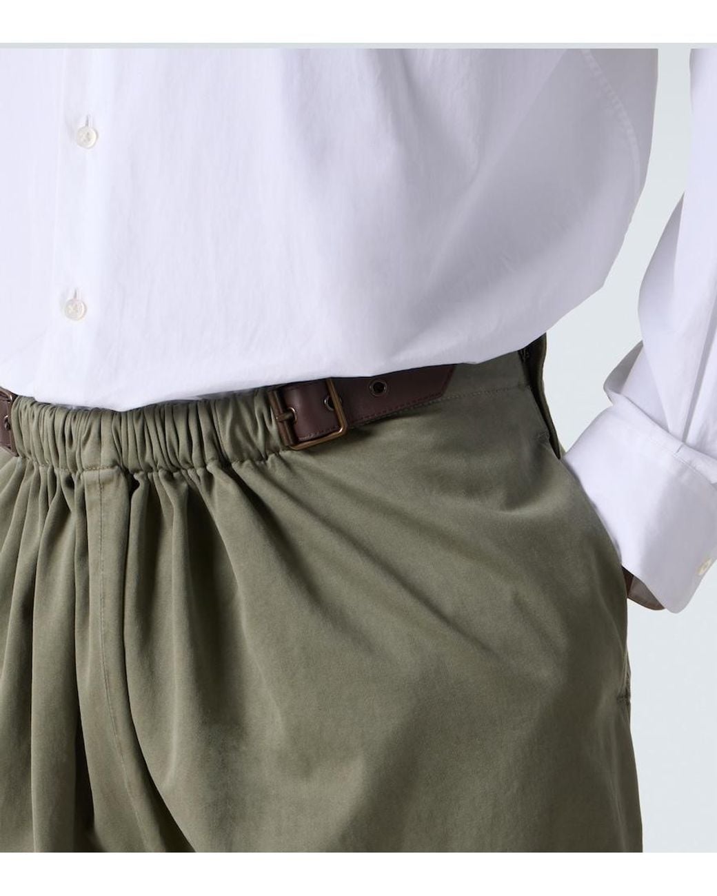 Loewe Green Cotton Belted Trousers for men
