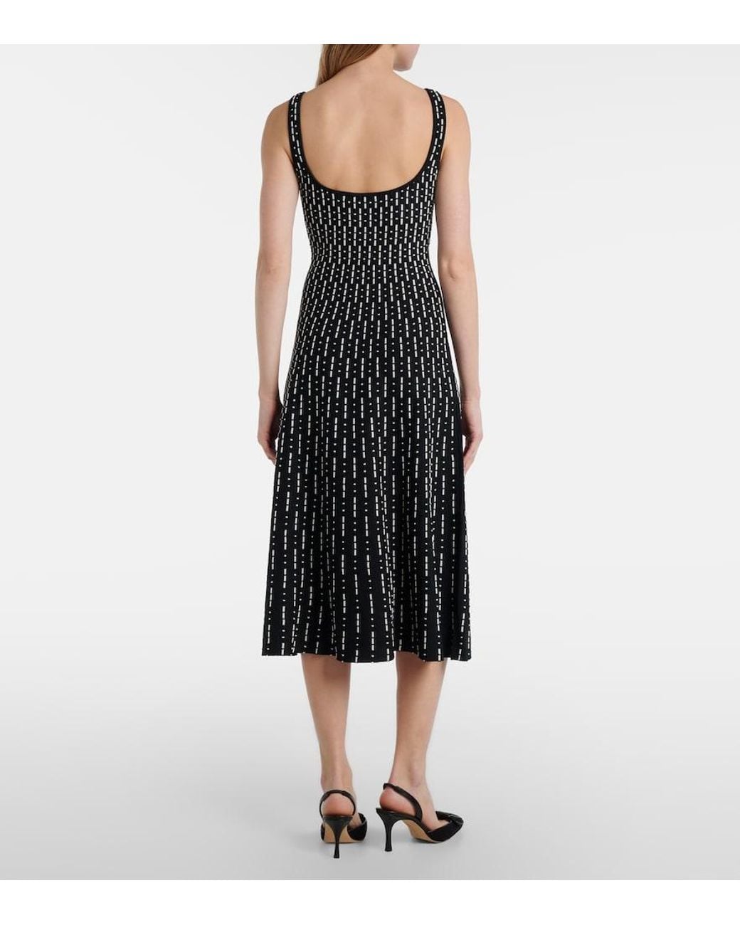 Staud Black Ellison Compact Knit Midi Dress