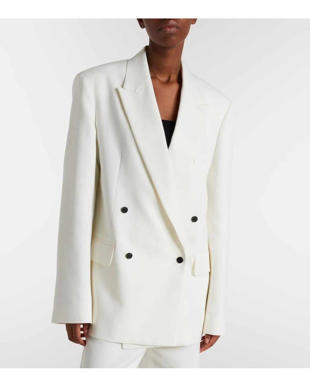 Frankie Shop White Newark Double-Breasted Blazer