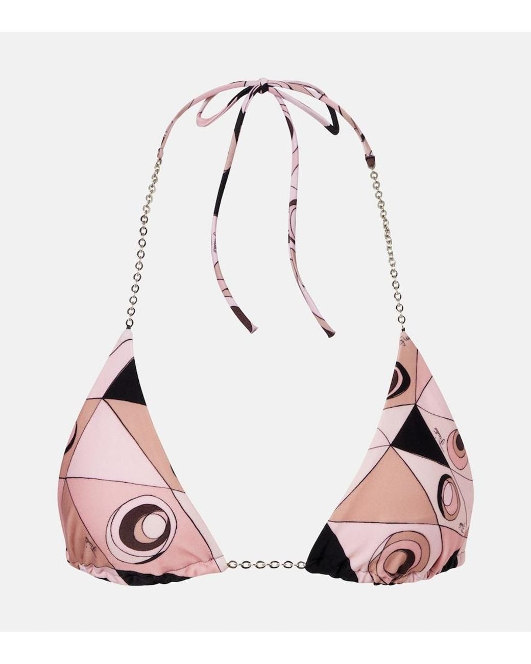 Emilio Pucci Pink Occhi Chain-Detail Bikini Top