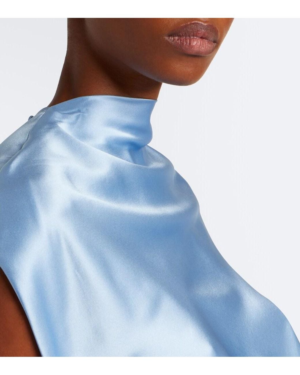The Sei Blue Draped Silk Charmeuse Top